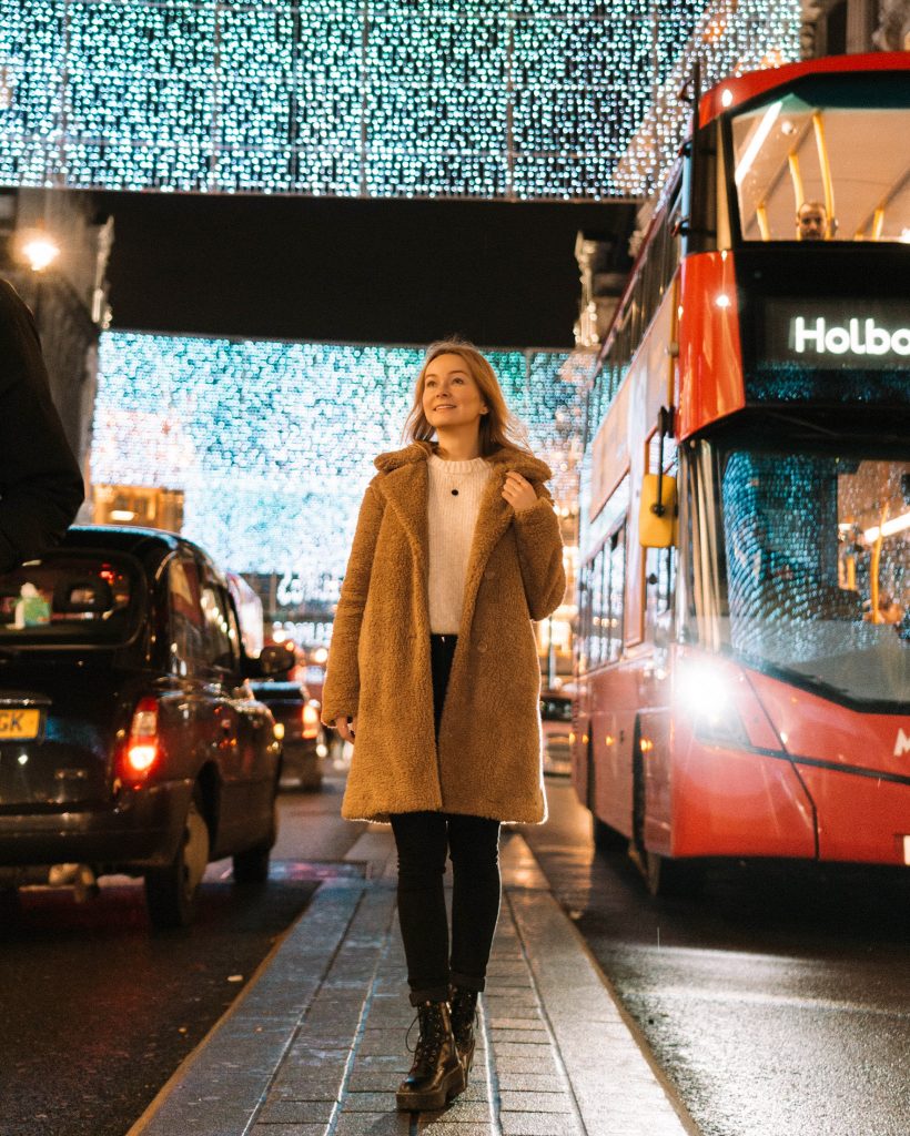 Christmas lights in London on Oxford Street