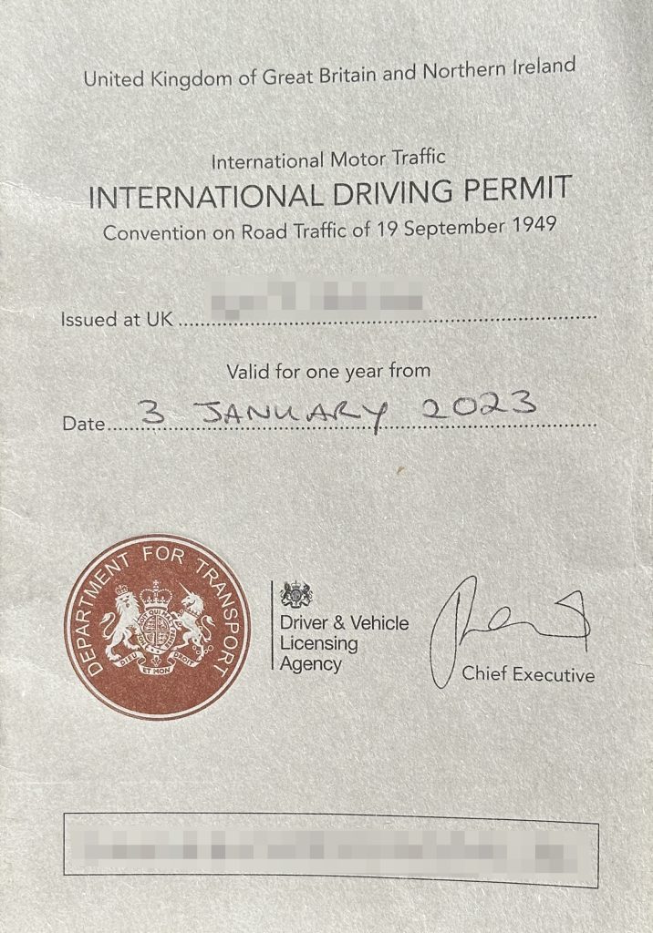 English international driving license