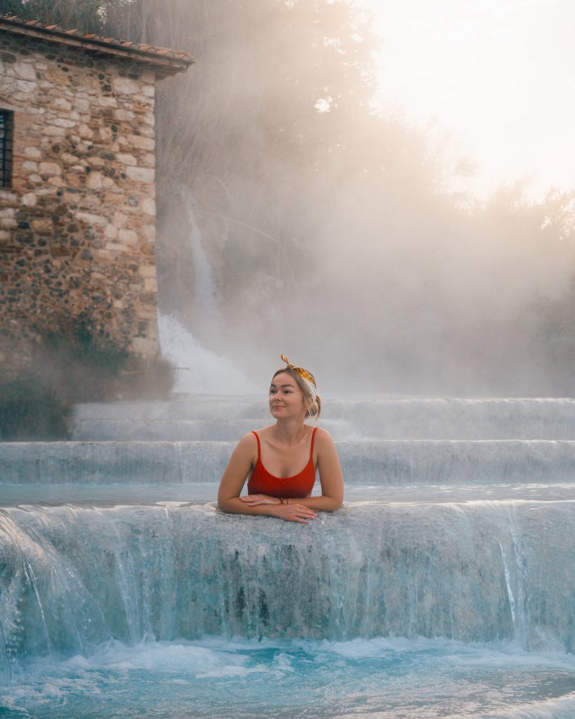 Morning mist in Cascate del Mulino, Saturnia, Italy