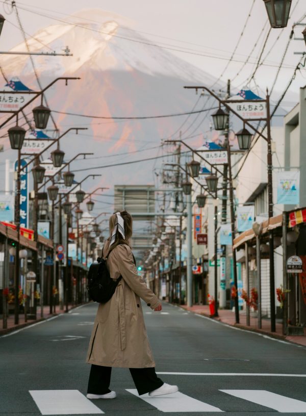 Honcho Street with Mount Fuji in Japan