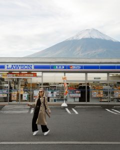 Famous Lawson Store with Mount Fuji on the background in Japan