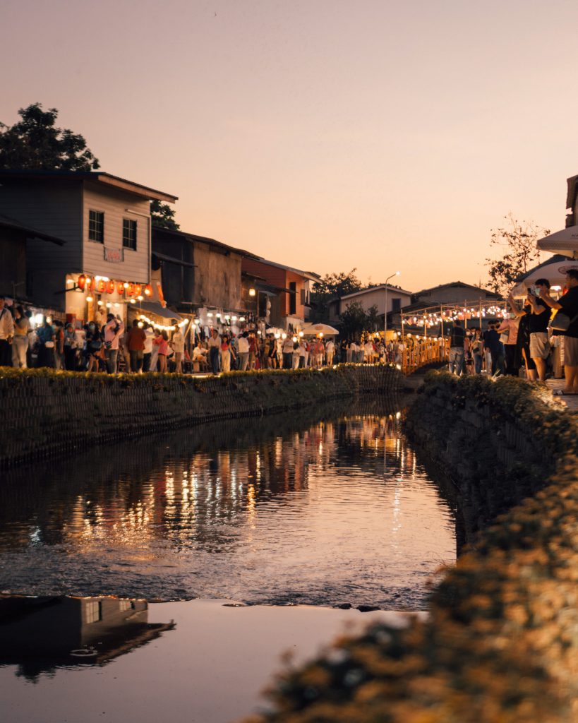 Mae Kha Canal in Chiang Mai during sunset