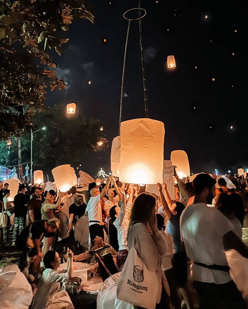 Crowds at Sky Lantern Festival in Doi Saket, Thailand