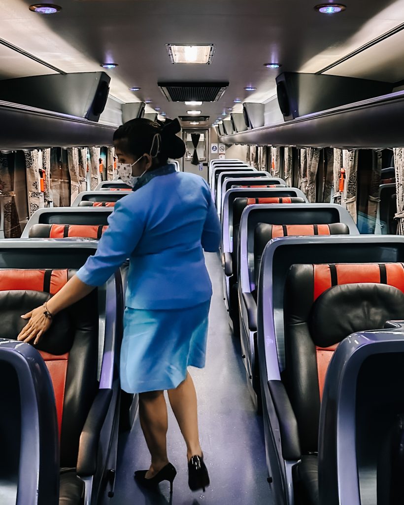 Bus attendant on Chiang Mai Bangkok bus