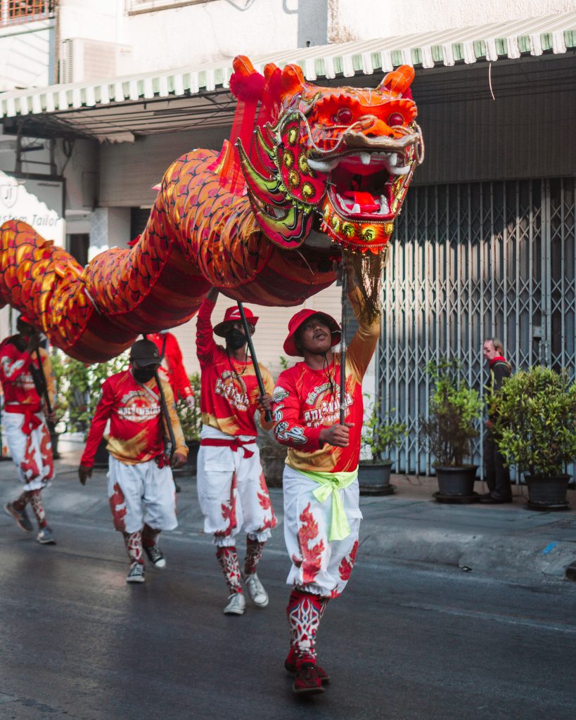 Dragon dance during Chinese New Year in Chiang Mai