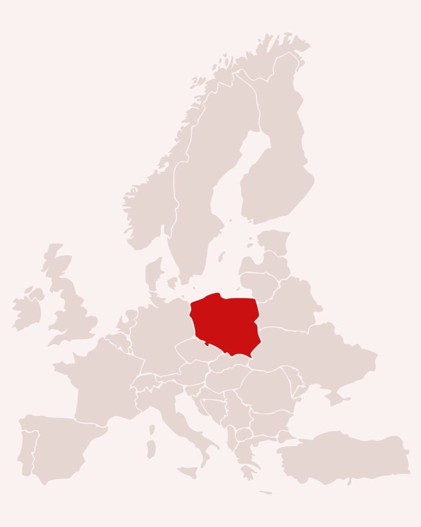 Map of Europe Highlighting Poland
