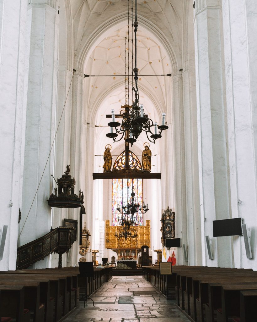 Inside of Bazylika Mariacka in Gdansk, Poland