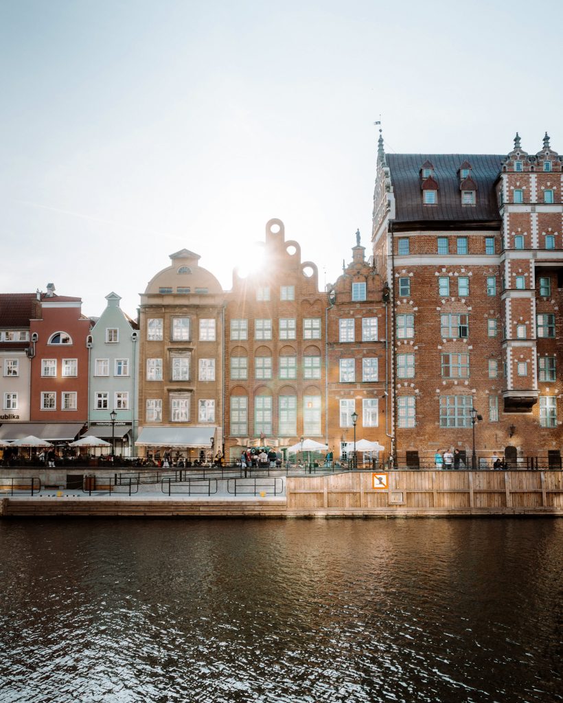 Motlawa riverfront in Gdansk in the evening