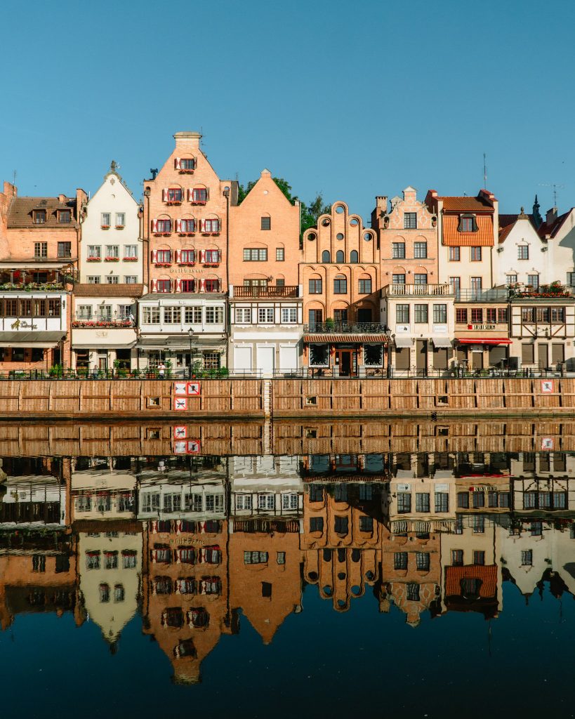 Colourful buildings on Motlawa River in Gdansk
