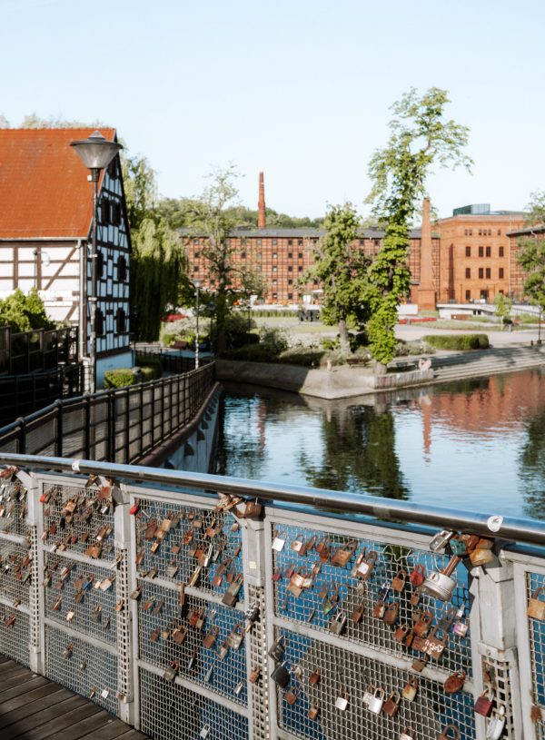 View of Mill Island from the Lover's Bridge in Bydgoszcz, Poland