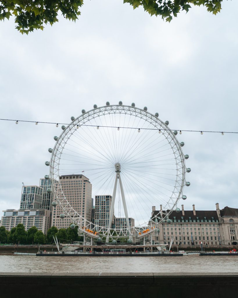 The view of London Eye from across the river