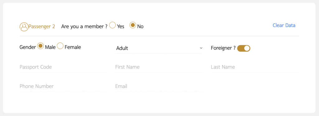 Put passenger details