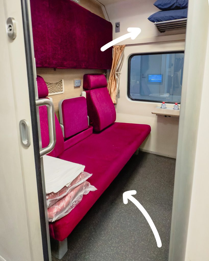 Where to put luggage on the first class on sleeper train BKK to CNX
