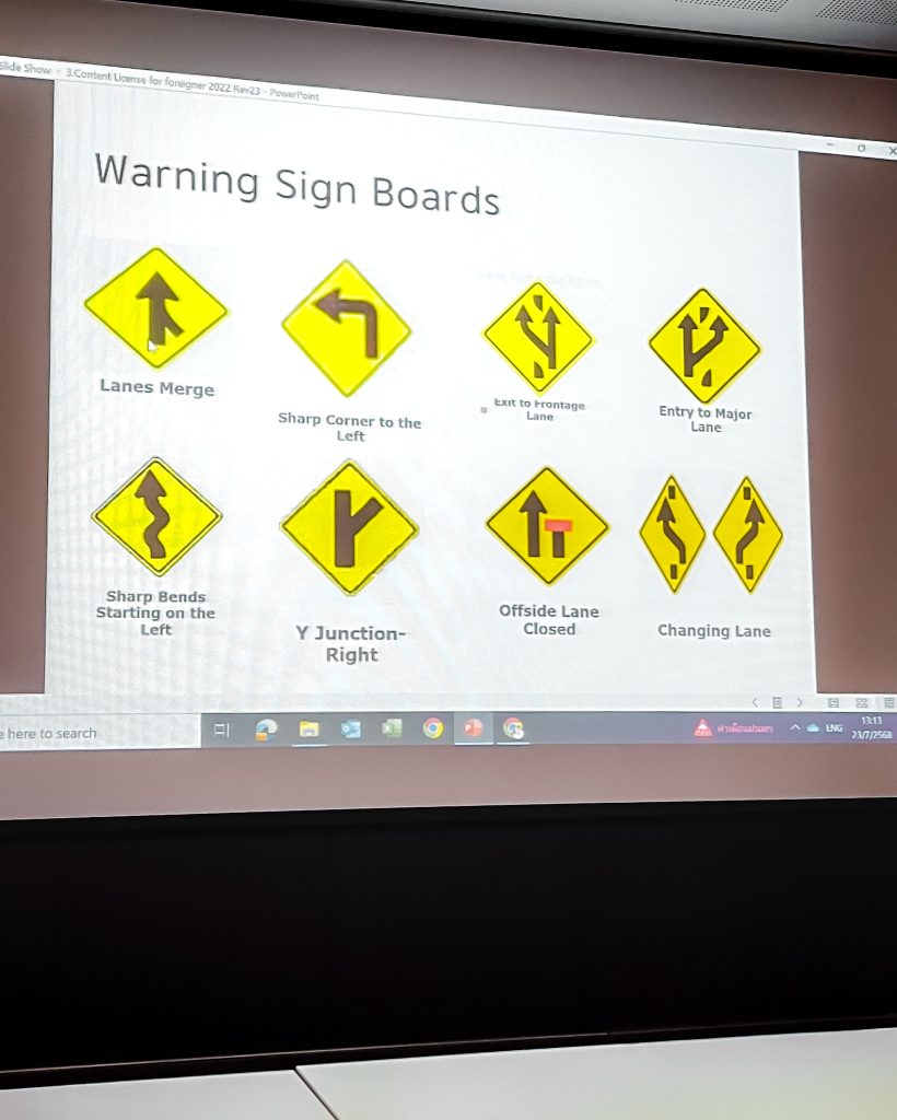 Yellow road signs in Thailand
