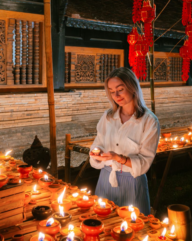 Candles at Wat Lok Moli during Yi Peng Festival