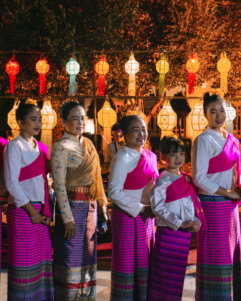 Three Kings Monument during Yi Peng Festival in Chiang Mai