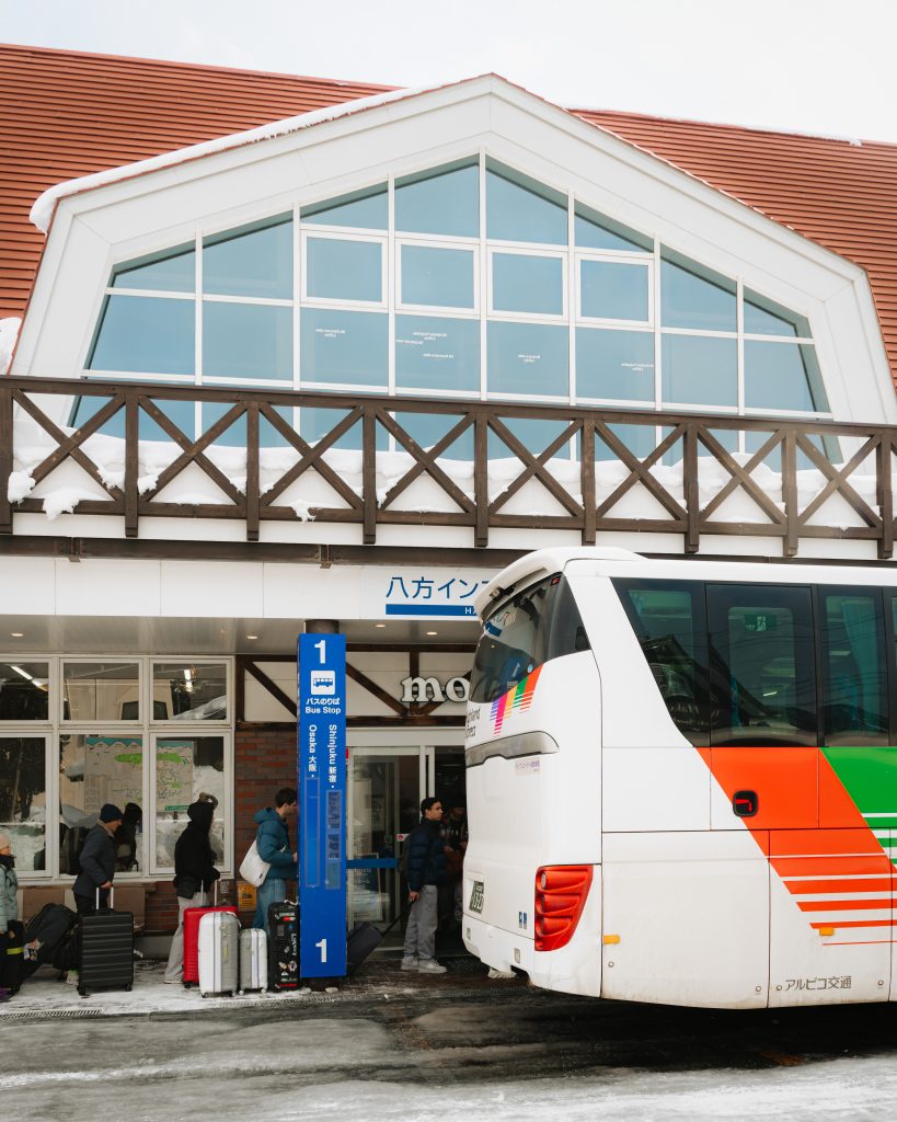 Bus terminal in Hakuba from the front