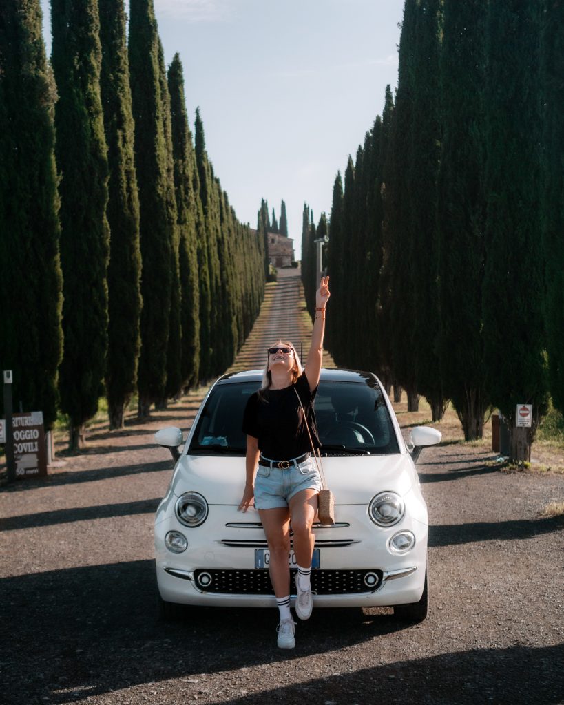 Aga on the road leading to Poggio Covili in Val d'Orcia