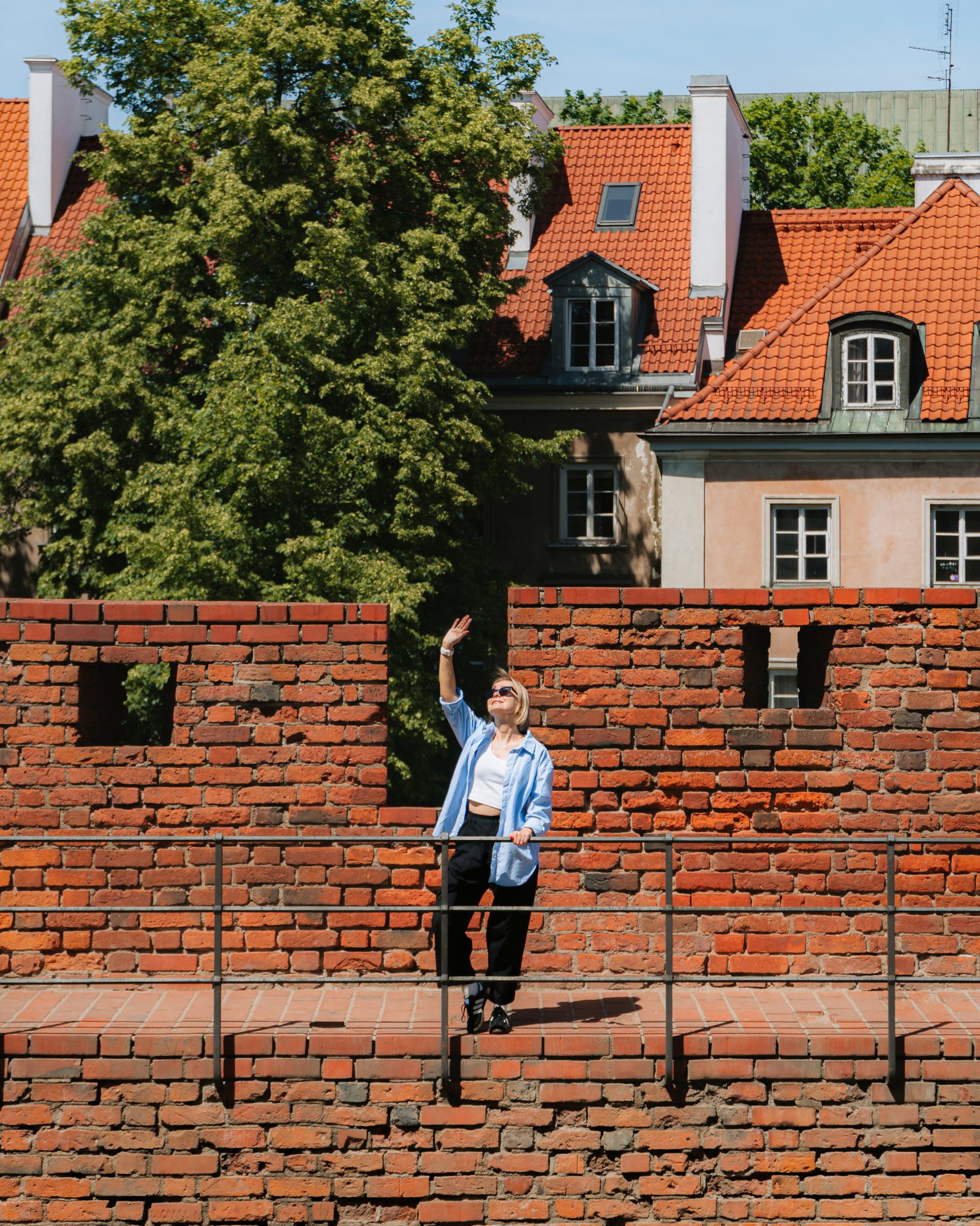 City walls in Warsaw Old Town, Poland