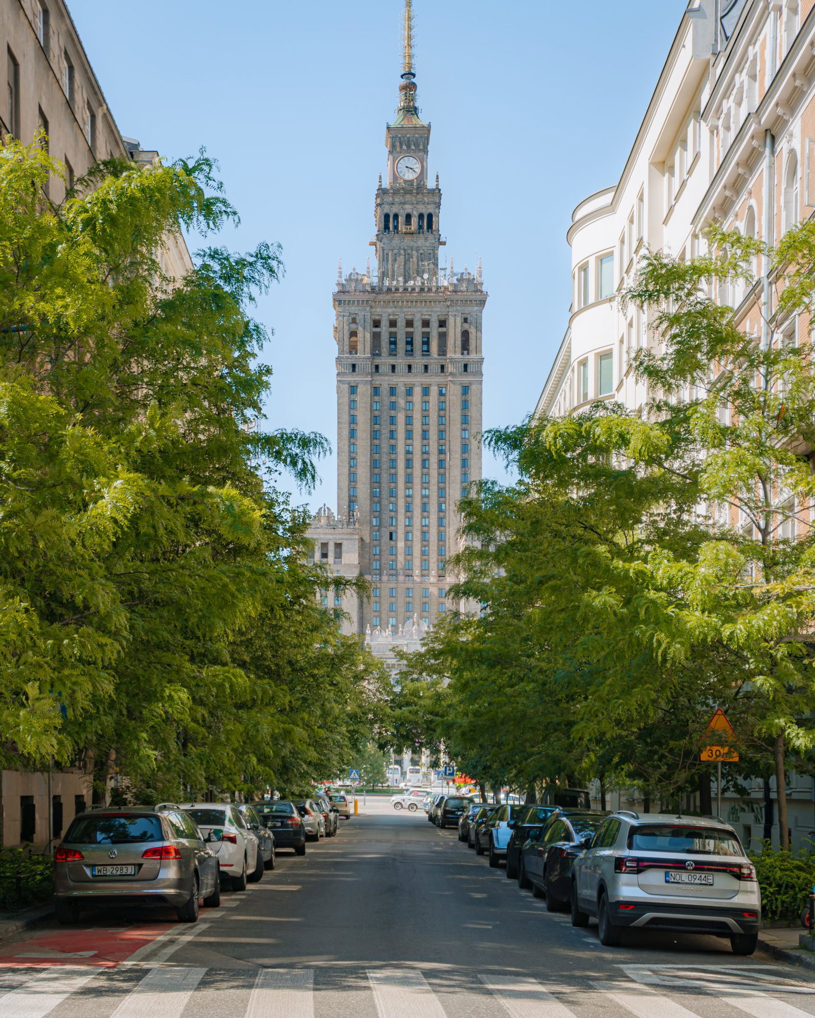 The view of Palace of Culture in Warsaw, Poland