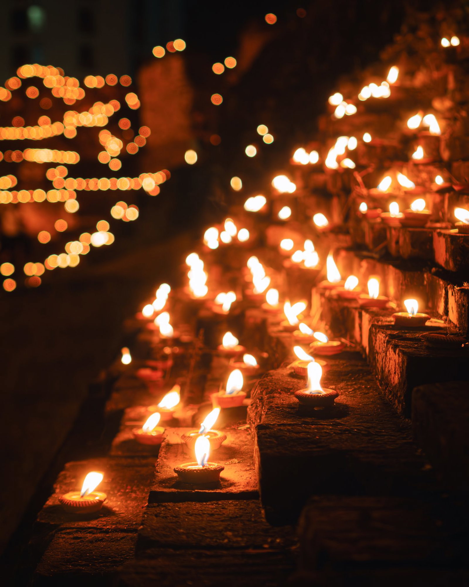 City walls candles during Yi Peng, Chiang Mai